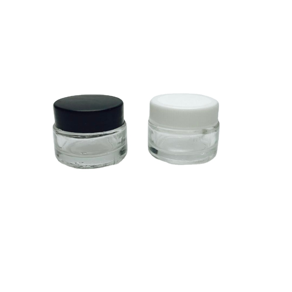 empty mini 3ml 5ml 10ml 3g 5g glass cosmetic sample jar glass face cream jar with white cap