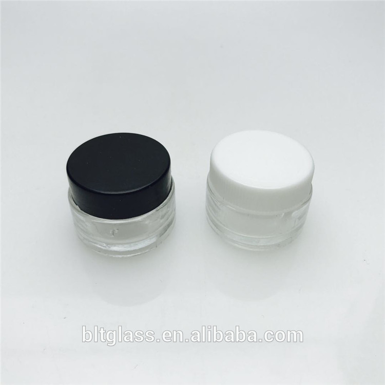 empty mini 3ml 5ml 10ml 3g 5g glass cosmetic sample jar glass face cream jar with white cap