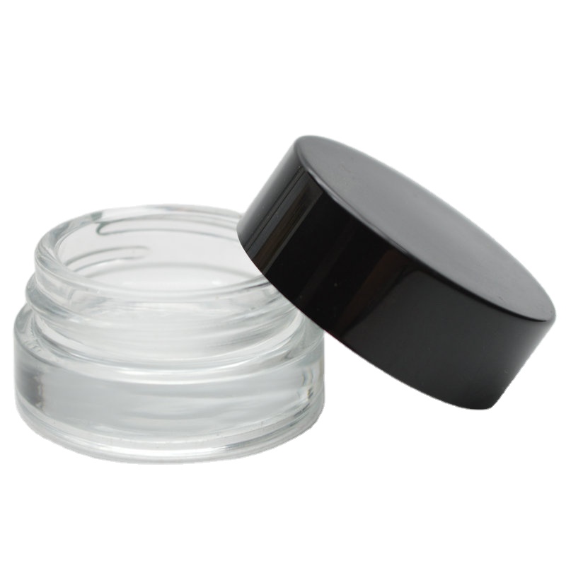 empty mini 5g 5ml glass cosmetic sample jar glass face cream jar with white cap
