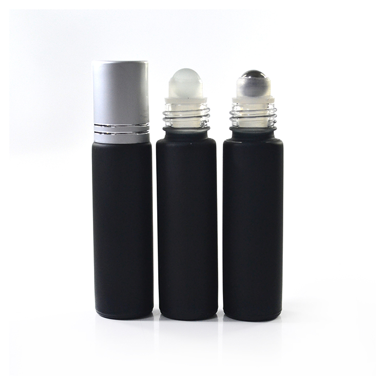 empty mini refillable glass roll on bottle with stainless steel roller ball for eye cream and essential oils