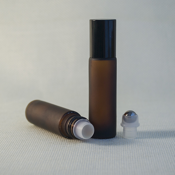empty mini refillable glass roll on bottle with stainless steel roller ball for eye cream and essential oils