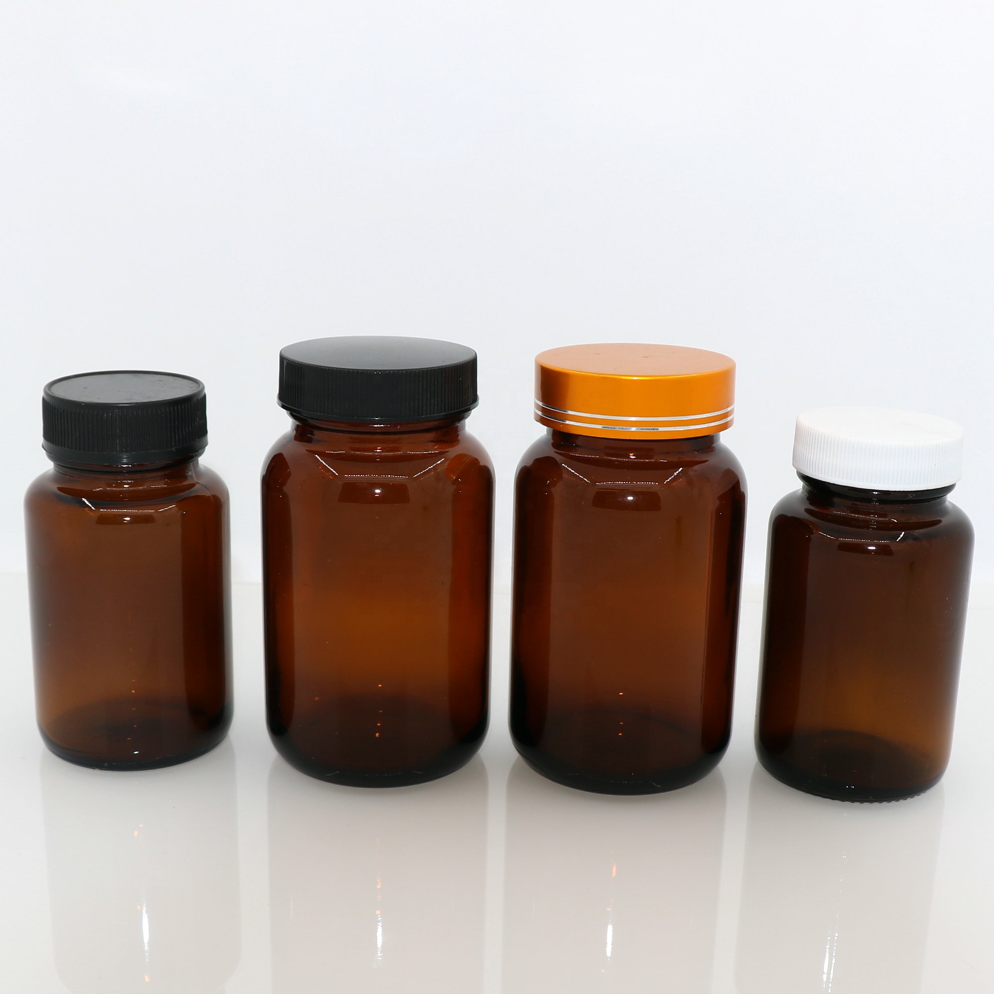 empty orange amber clear glass bottle 120cc 150ml medicine/tablet/pill/capsule/health food bottle