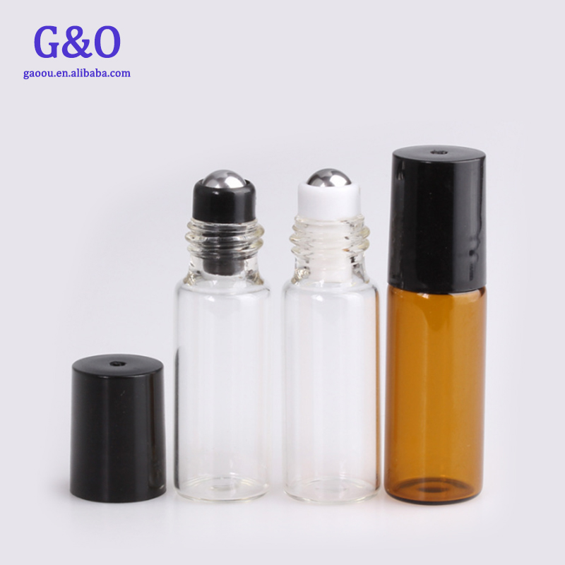 empty perfume amber blue perfume bottle with roller ball essential oils bottles with roller 5ml 10ml clear glass roll on bottle