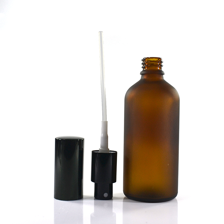 empty perfume essential oil 4oz 100ml frosted amber glass spray bottle with pump sprayer