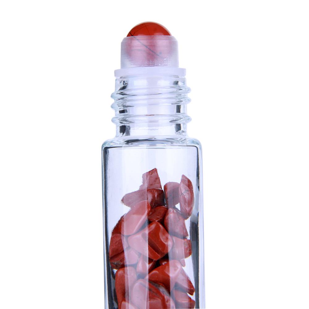 empty perfume natural crystal beauty portable gemston 10ml clear amber glass roller bottle for essential oils
