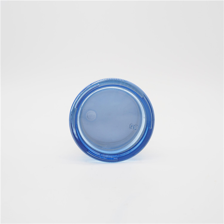 empty personal blue colored honey wholesale 50g luxury glass storage jar with silver lid