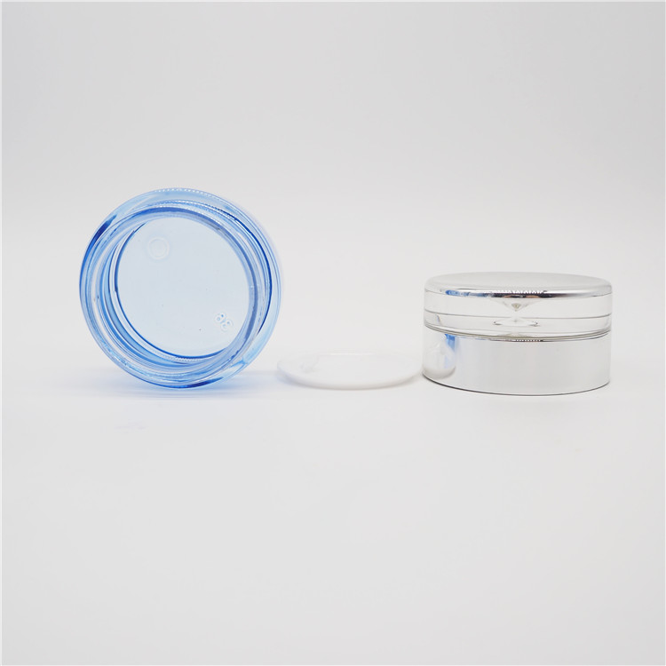 empty personal blue colored honey wholesale 50g luxury glass storage jar with silver lid