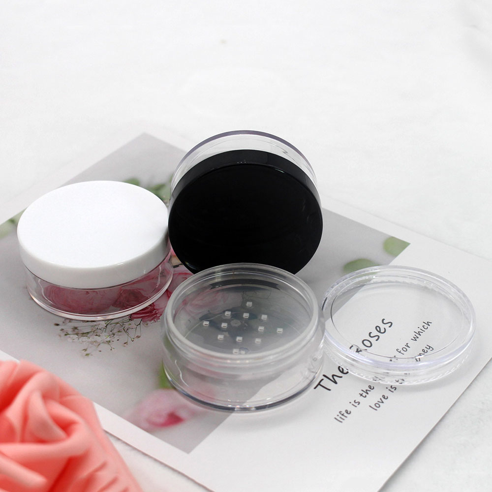 empty plastic 15g loose powder jar with sifter