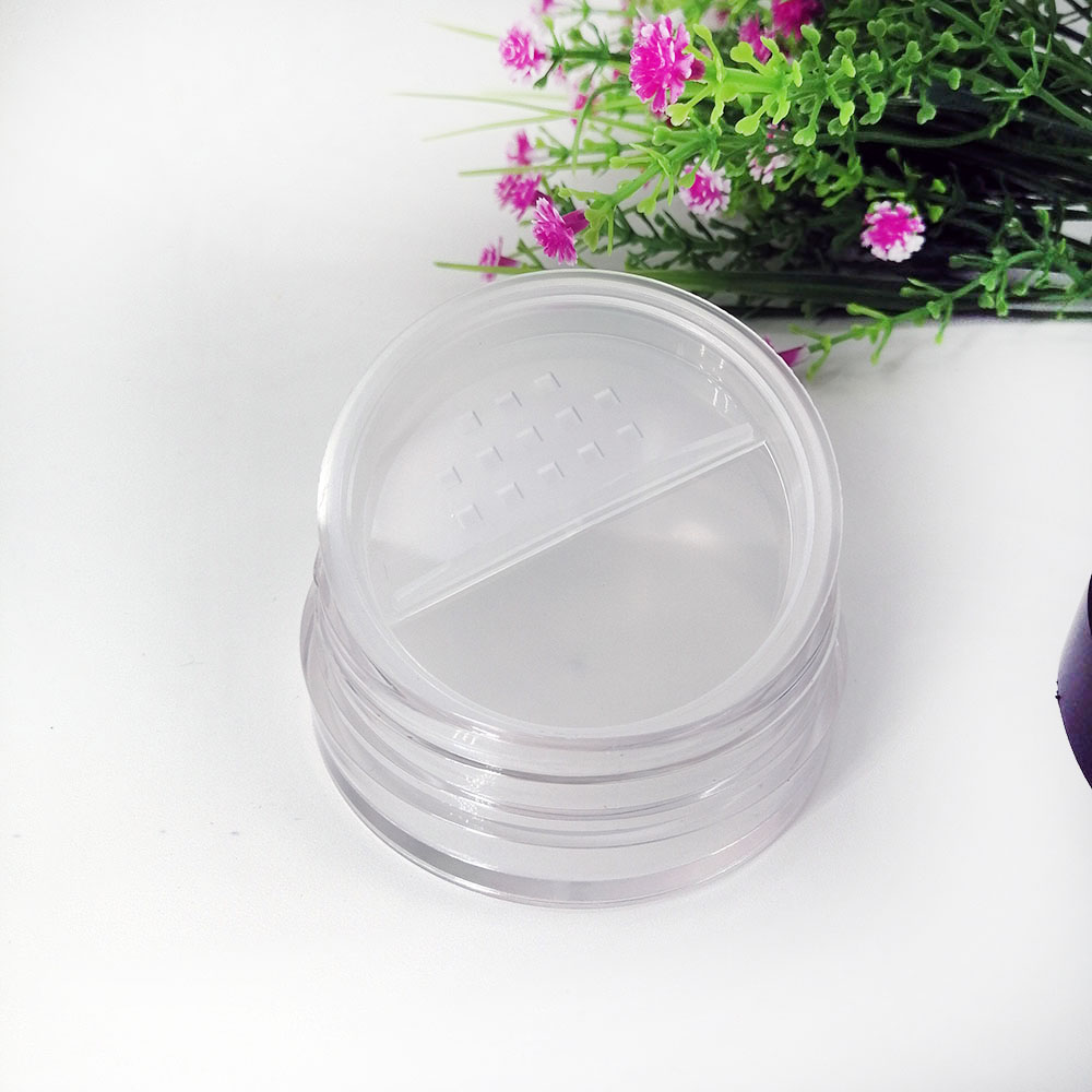 empty plastic loose powder jar with rotating sifter matte lid
