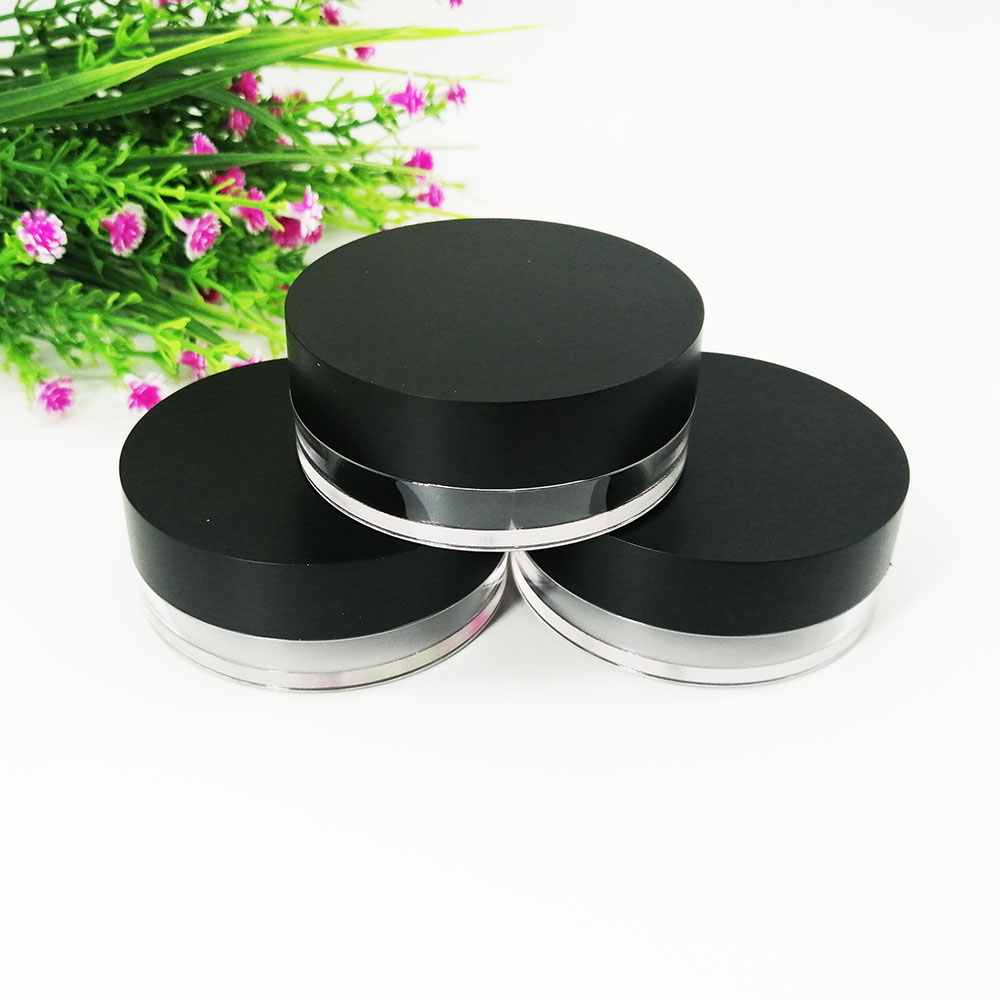 empty plastic loose powder jar with rotating sifter matte lid