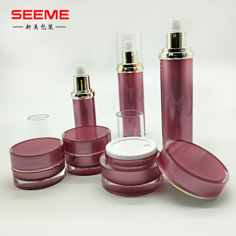 empty red skincare packaging cosmetic lotion pump cosmetic bottle acrylic new straight round shape lotion bottle 80ml