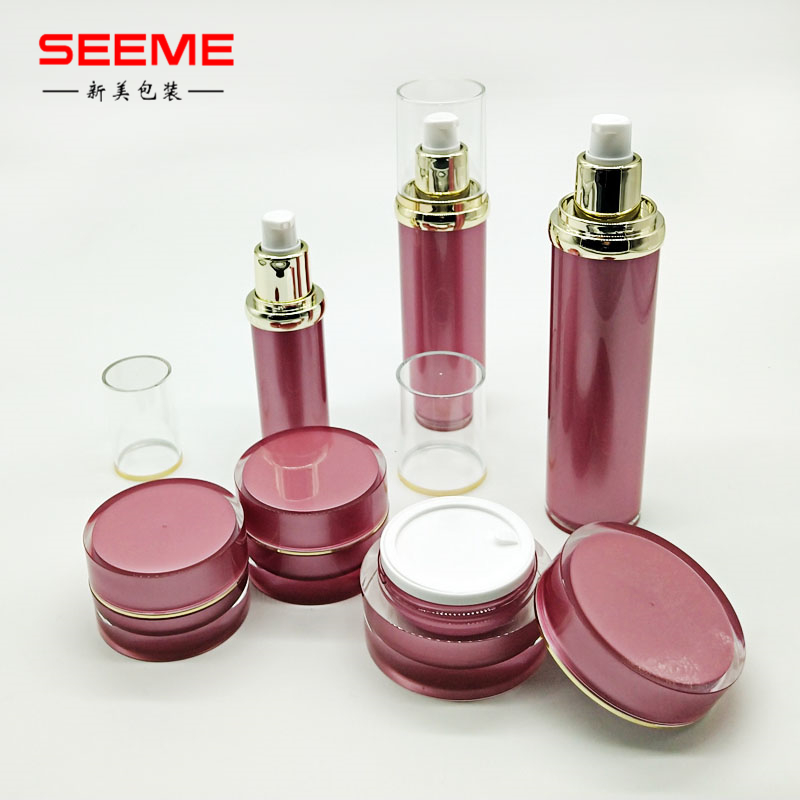 empty red skincare packaging cosmetic lotion pump cosmetic bottle acrylic new straight round shape lotion bottle 80ml