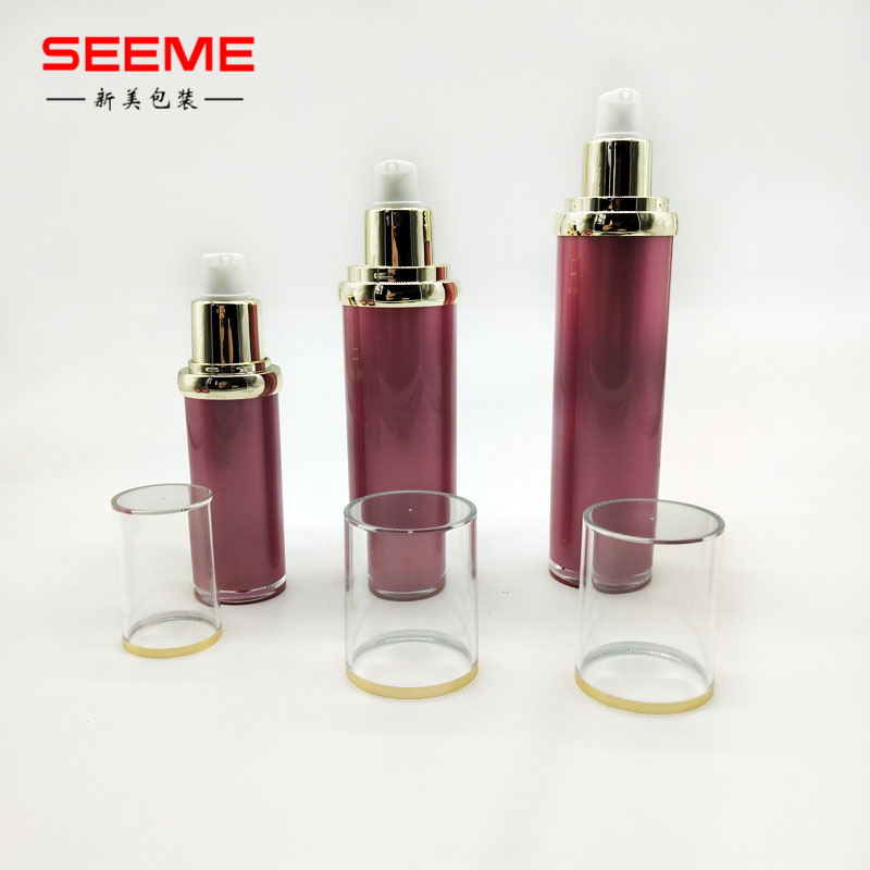 empty red skincare packaging cosmetic lotion pump cosmetic bottle acrylic new straight round shape lotion bottle 80ml