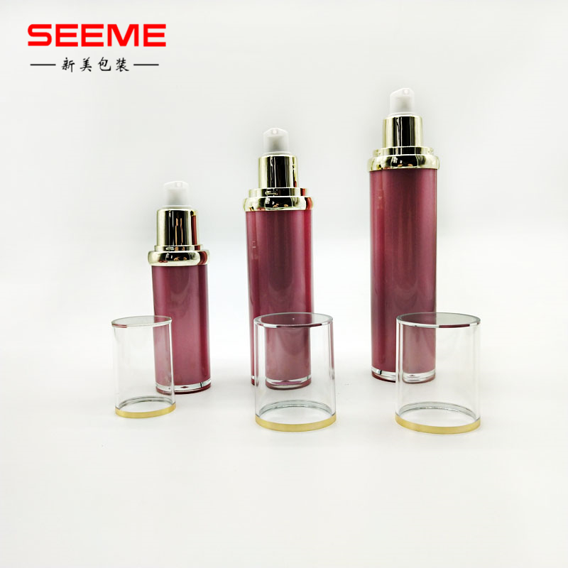 empty red skincare packaging cosmetic lotion pump cosmetic bottle acrylic new straight round shape lotion bottle 80ml