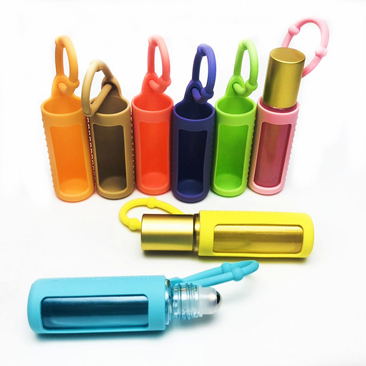 empty roll on bottle colorful thick essential oil roller bottle with silicone sleeve protector