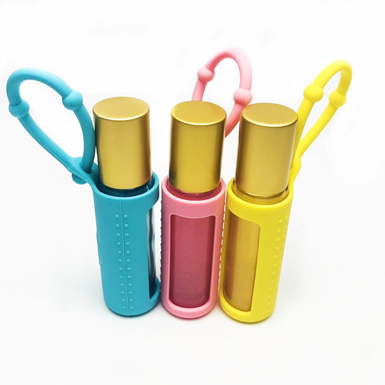 empty roll on bottle colorful thick essential oil roller bottle with silicone sleeve protector