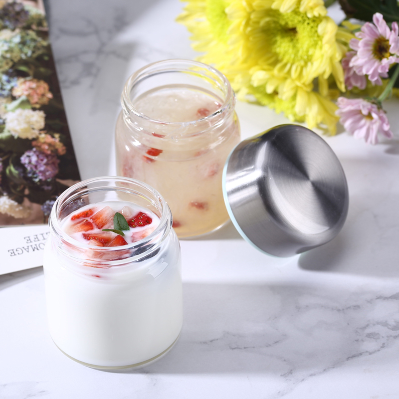 empty round 100ml 120ml edible bird's nest glass jar with stainless steel cap