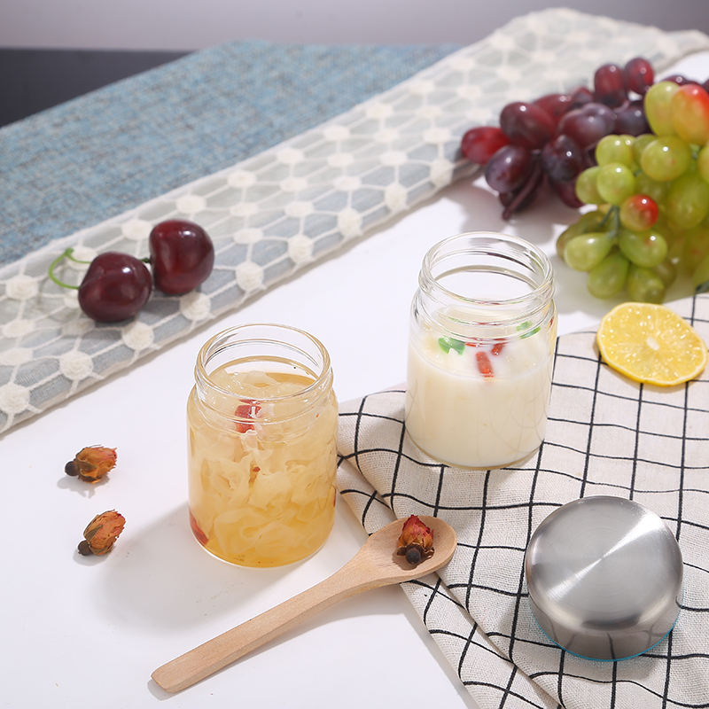 empty round 100ml 120ml edible bird's nest glass jar with stainless steel cap