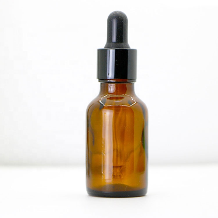 empty round 25ml clear amber glass dropper bottle with glass pipettes for e liquid