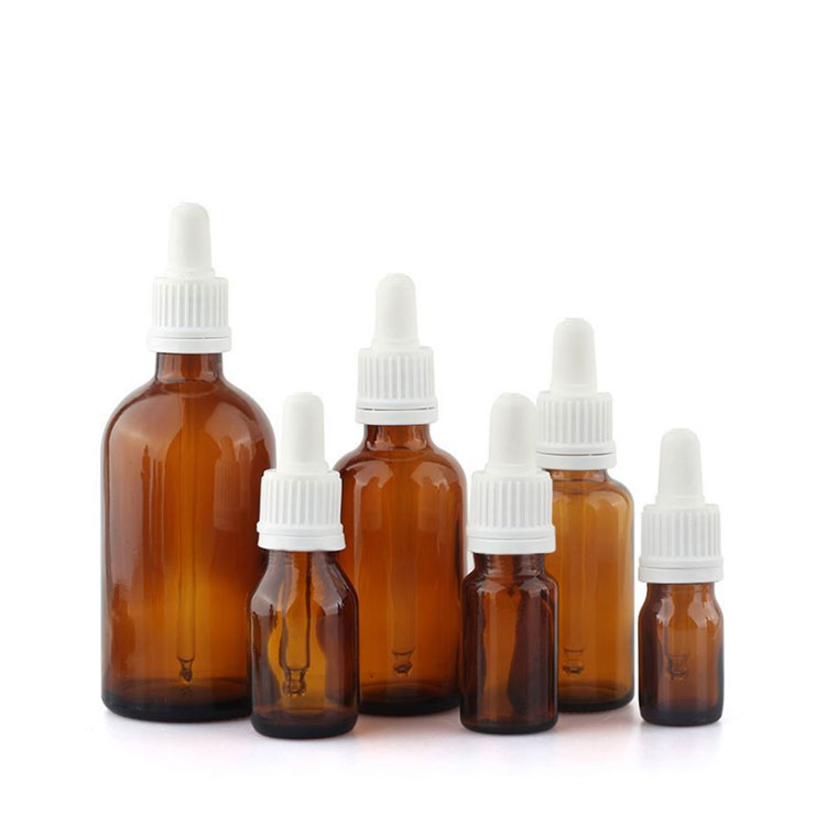 empty round 25ml clear amber glass dropper bottle with glass pipettes for e liquid