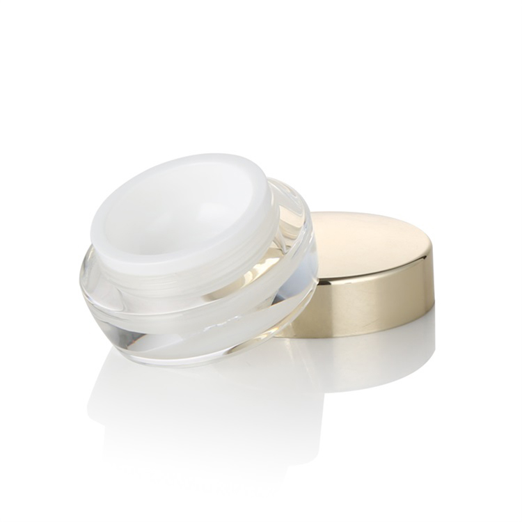 empty round clear 15g 50g double wall acrylic sample cream jar container with shiny gold lid