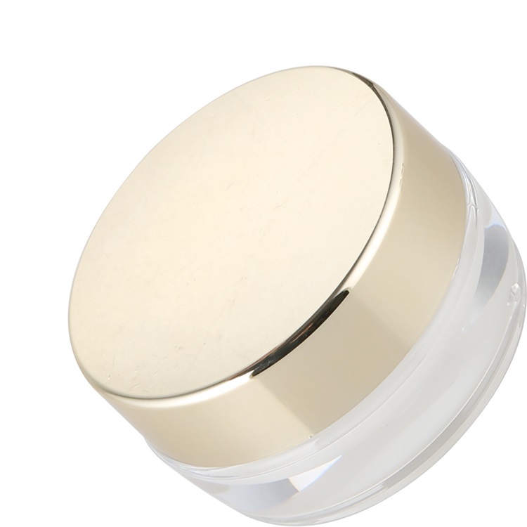 empty round clear 15g 50g double wall acrylic sample cream jar container with shiny gold lid