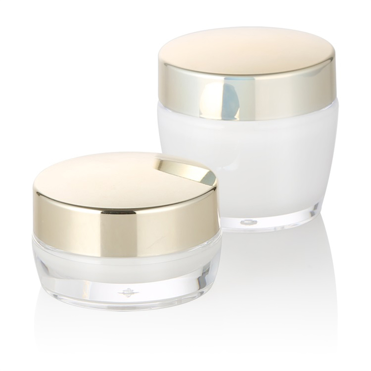 empty round clear 15g 50g double wall acrylic sample cream jar container with shiny gold lid