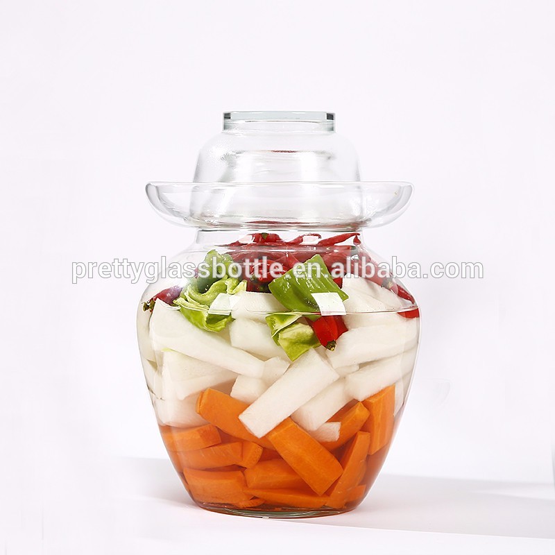 empty round glass canning seal jar 1L 2L 4L 5L 10L Large cheap canned food pickled clear glass jar for health food