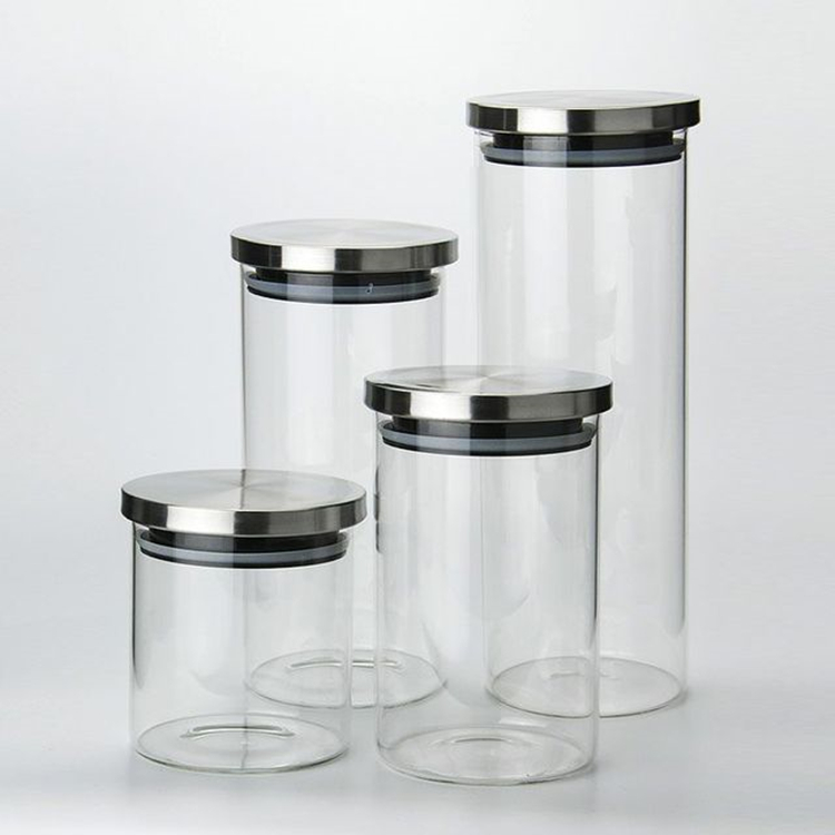 empty round hermetic pickle food jam glass storage jar with lug lid and wide mouth glass