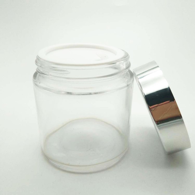 empty round shape amber glass jar for face cream packaging