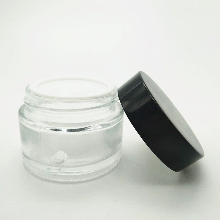 empty round shape amber glass jar for face cream packaging