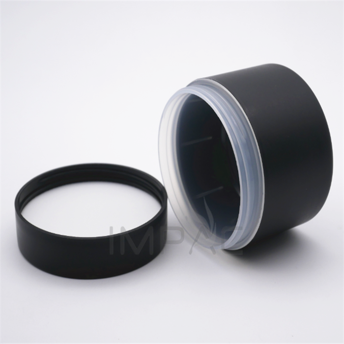empty screw lip matte round black cosmetic jar for cream 150ml
