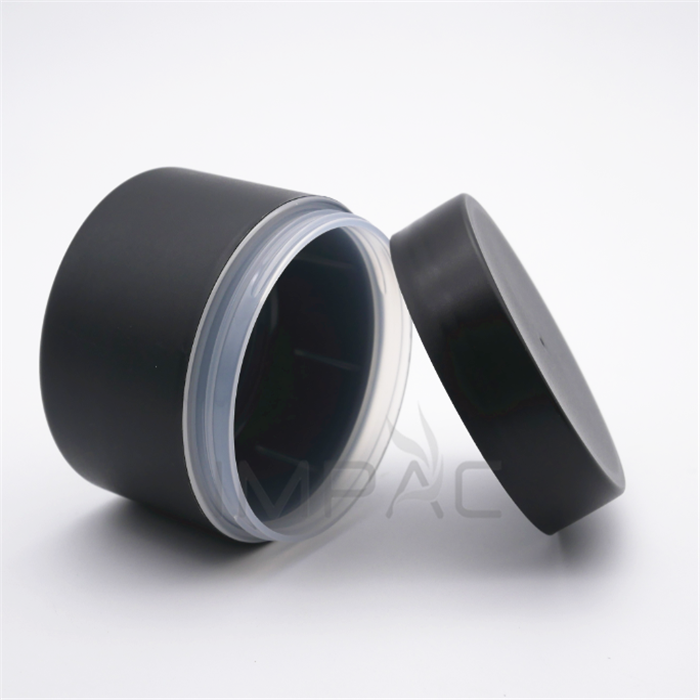 empty screw lip matte round black cosmetic jar for cream 150ml