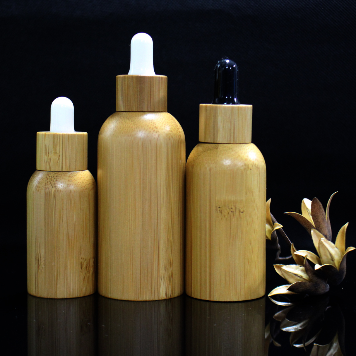 empty sets clear frosted glass cream jars with bamboo wooden lid glass bottle for cosmetic packaging