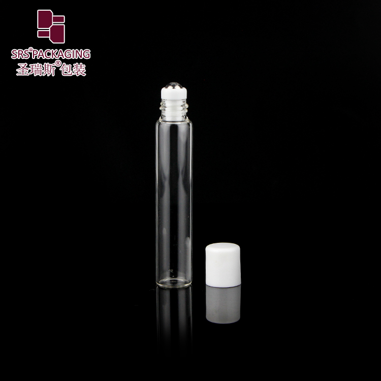 empty slim cosmetic metalized blue glass bottle 8ml roll on lip gloss