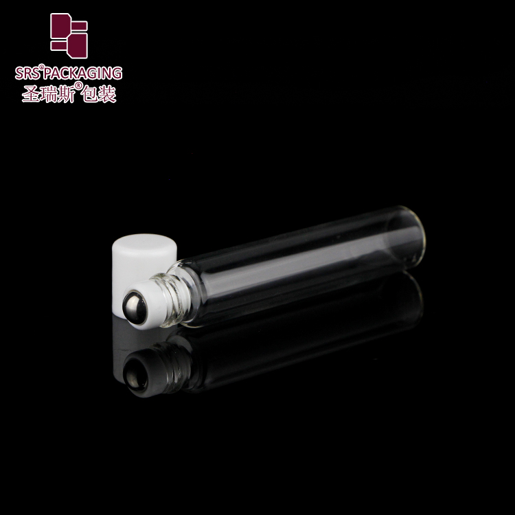 empty slim cosmetic metalized blue glass bottle 8ml roll on lip gloss