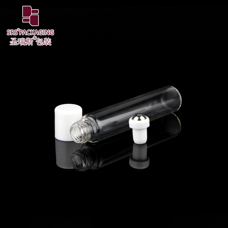 empty slim cosmetic metalized blue glass bottle 8ml roll on lip gloss