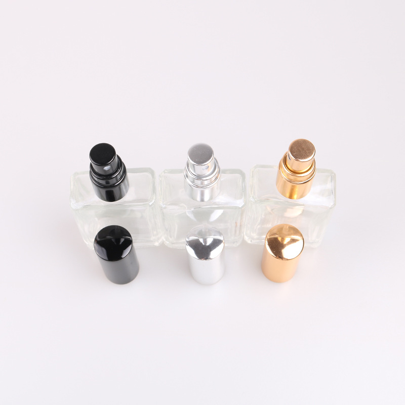 empty square 15ml perfume glass spray bottle with optional cap color