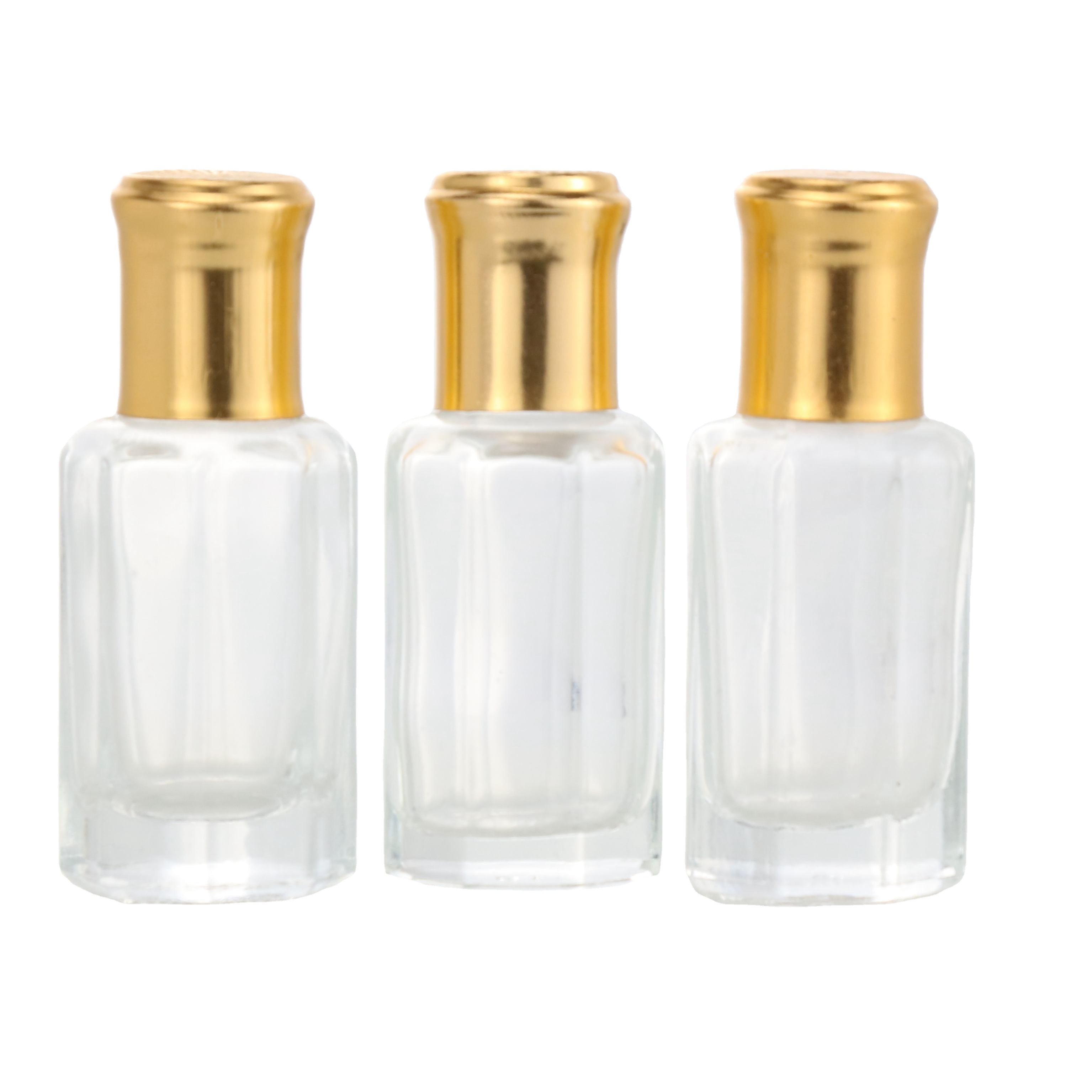 empty tola bottle for oud oil 3ml 6ml and 12ml glass bottle with golden aluminum cap