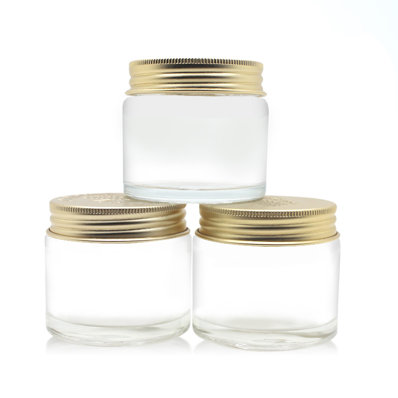 empty transparent 70g cosmetic container glass skin care cream jar with lid