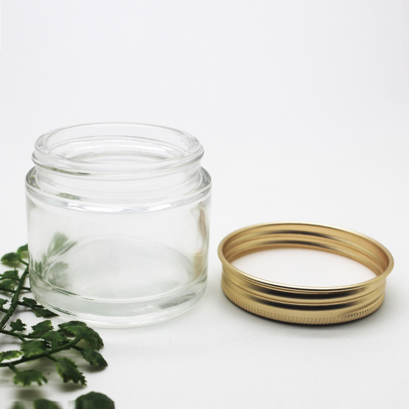 empty transparent 70g cosmetic container glass skin care cream jar with lid