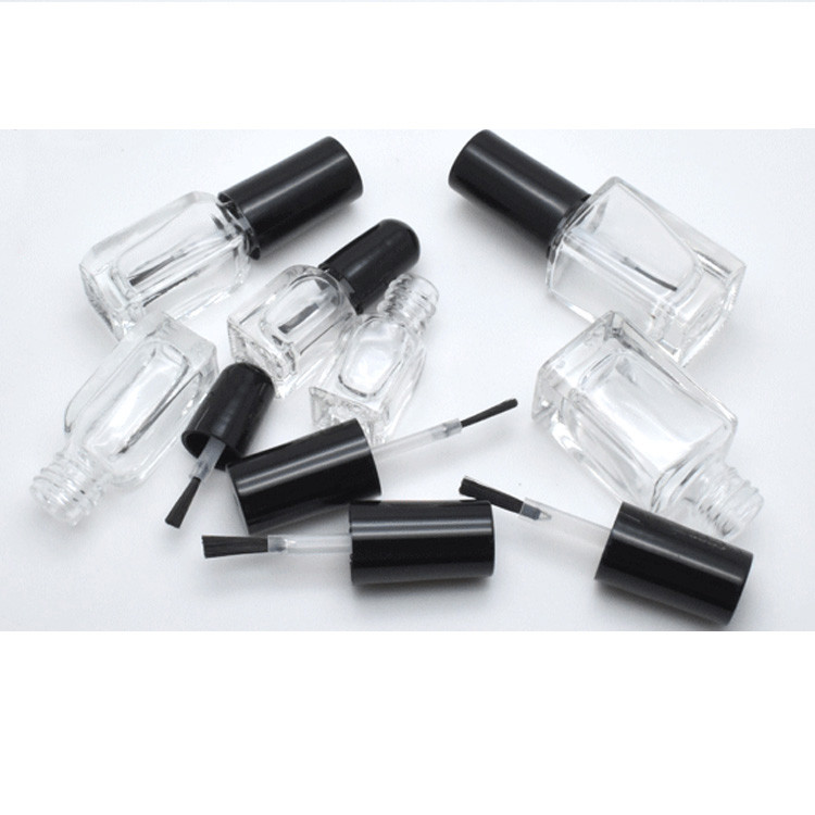 empty uv gel nail polish bottle 5 ml 11ml 12ml 14ml clear square glass nail bottle with brushes