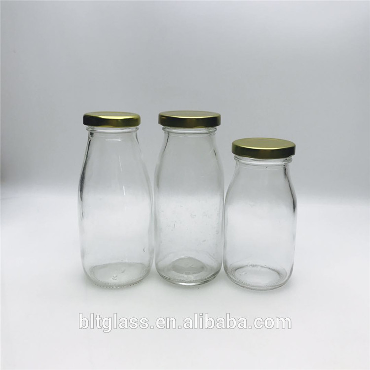 empty vintage 200ml 250ml 500ml 1000ml round glass milk bottle with caps wholesale