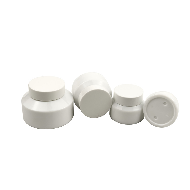 empty white Opal white blue glass cosmetic cream jar lotion bottle 15ml 30ml 50 ml 100ml with cap skincare packaging