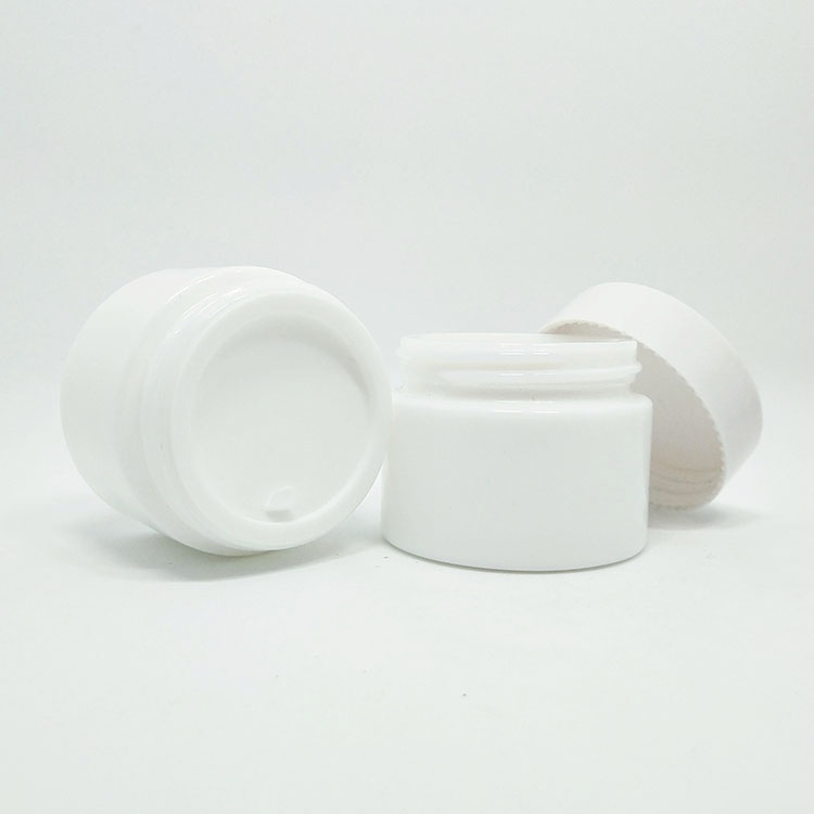 empty white Opal white glass cosmetic cream jar lotion bottle 15ml 30ml 50 ml 100ml with cap skincare packaging