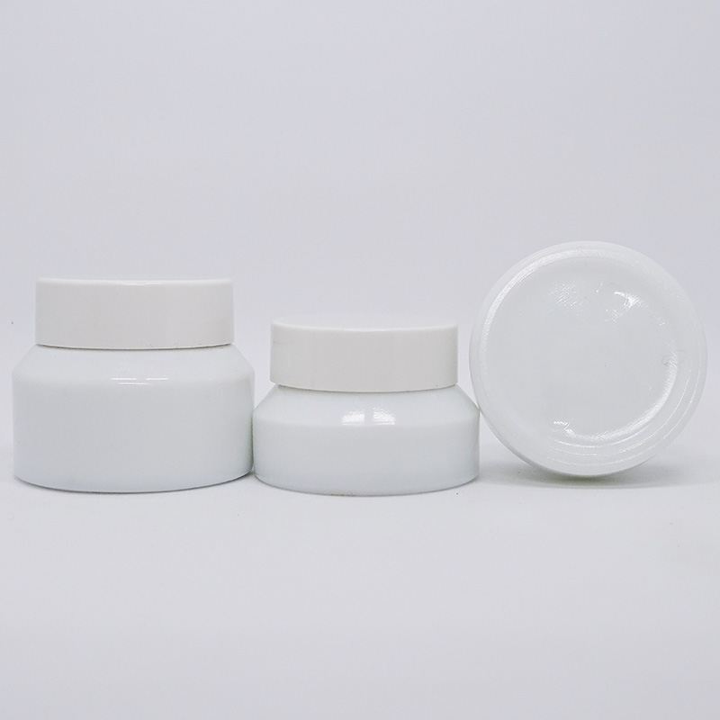 empty white Opal white glass cosmetic cream jar lotion bottle 15ml 30ml 50 ml 100ml with cap skincare packaging