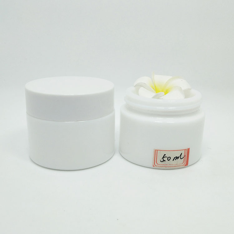 empty white Opal white glass cosmetic cream jar lotion bottle 15ml 30ml 50 ml 100ml with cap skincare packaging