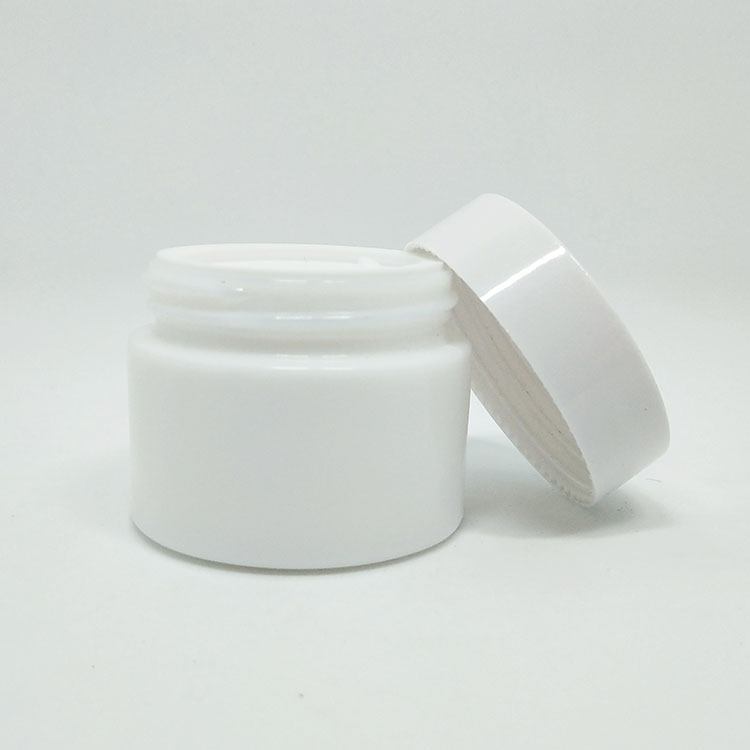 empty white Opal white glass cosmetic cream jar lotion bottle 15ml 30ml 50 ml 100ml with cap skincare packaging