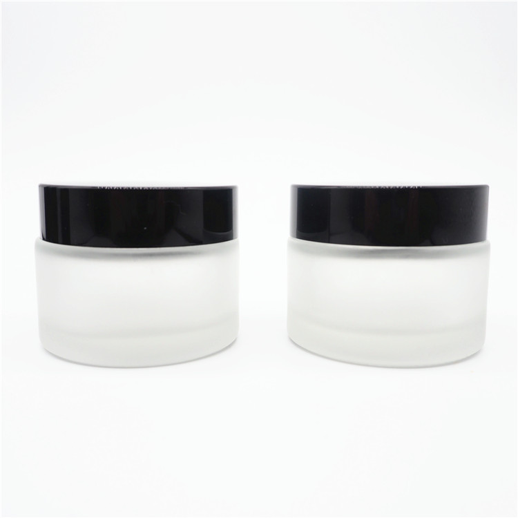empty white frosted skin care facial cream cosmetic 100g 50g glass jars wholesale
