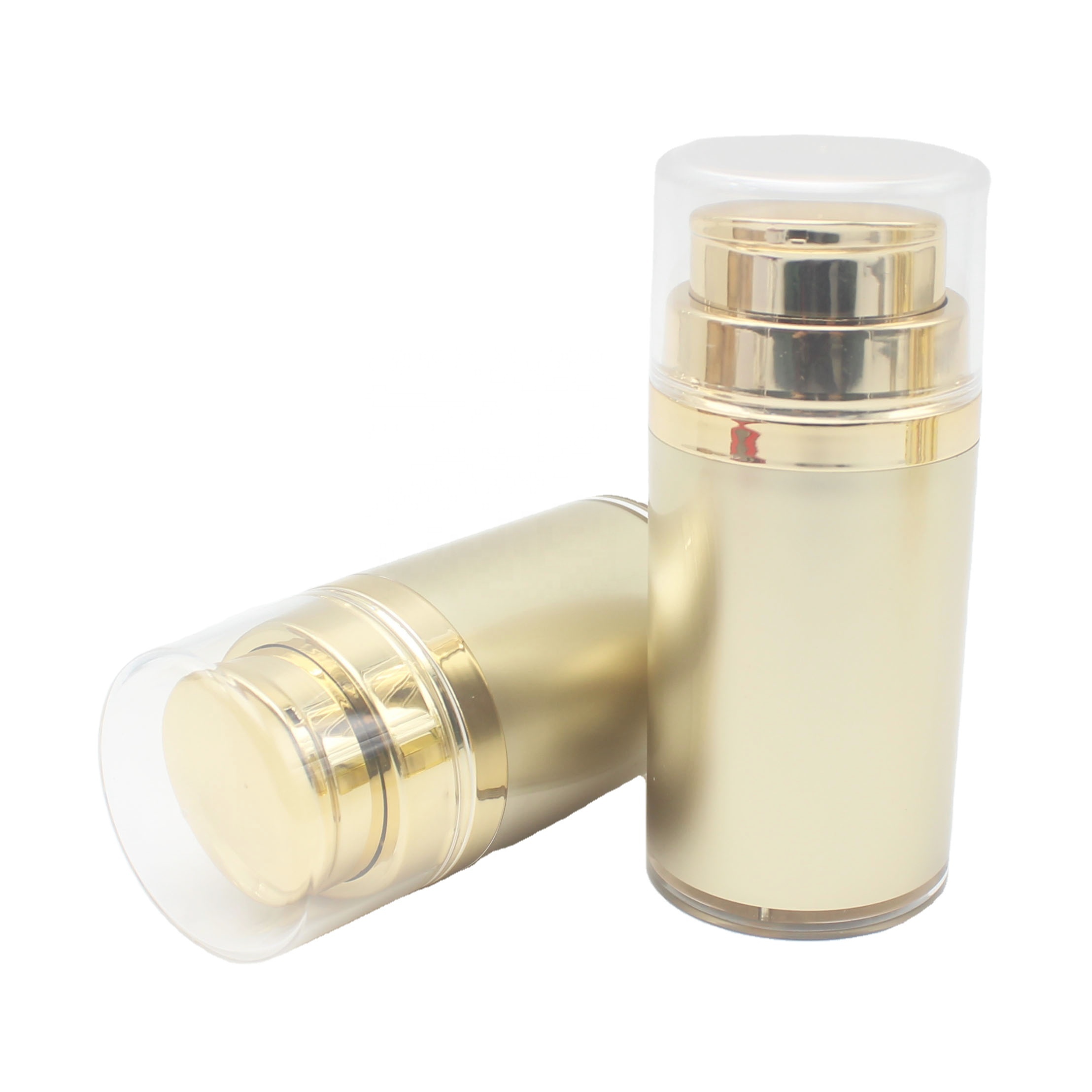 empty wholesale 50ml gold airless serum pump bottle with gold cover lotion container packaging APB-017